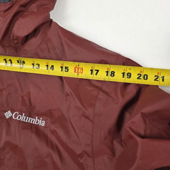 Columbia Jacket Mens Medium Burgundy Gray Omni-Tech Waterproof Hooded Breathable - Picture 9 of 16